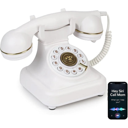 SANGYN Bluetooth Retro Landline Phone with Voice Assistant, Compatible with Android & Ios, Wireless Physical Home Telephone with Speakerphone & Volume Control, Black