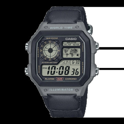 AE1200 | World Time Digital Watch | CASIO