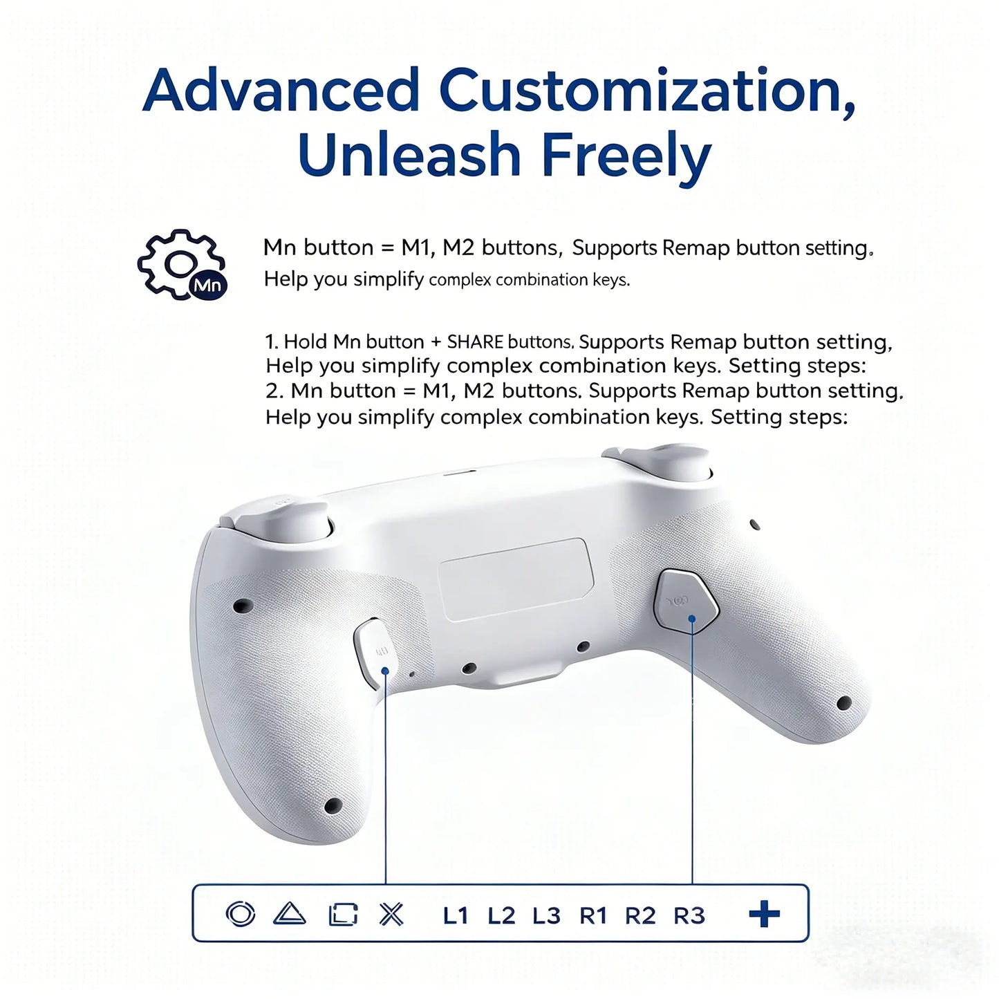 Wireless Game Controller for PS5/PS5 Slim/Ps5 Pro/Pc — RGB Wireless Controller Featuring Hall-Effect Linear Triggers, RGB Lighting, Macro Remapping of Back Buttons, Turbo Function, a 1,000 Mah Battery, Six-Axis Gyroscope, Vibration, and a 3.5 Mm Audio Jac