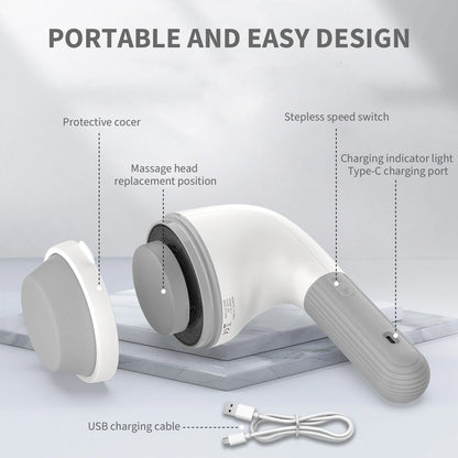 Handheld Neck Back Massager, 8 Massage Heads, 6 Modes for Men & Women, White