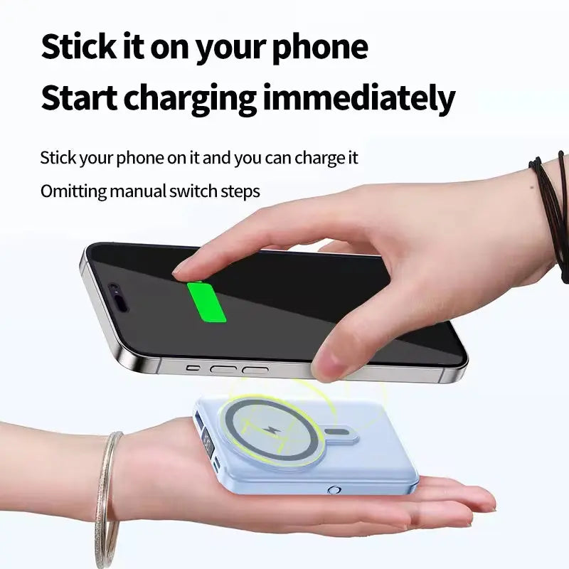 Movolt 10000Mah Wireless Fast Charging PD22.5W 4 Cables Digital Display Holder Mini Power Bank with Stand Display Foldable