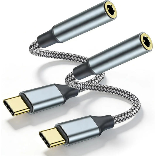 Usb C to 3.5Mm Aux to Usb C Adapte(2 Pack), Usb C to Aux Adapter Type C Hi-Fi Usb C to Headphone Jack Adapter for 17 Pro Max/17 Pro, 16/15 Pro Max, 16/15 Pro, Galaxy S24/S23/S22 Ultra, Ipad Pro