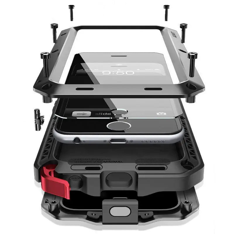 Military Grade Metal Armor Case for Iphone 17 Air/17/16/15/14/13/12/11 Pro Max, Heavy Duty Full Body Shockproof Cover with Built-In Screen Protector, Rugged Protective Phone Case