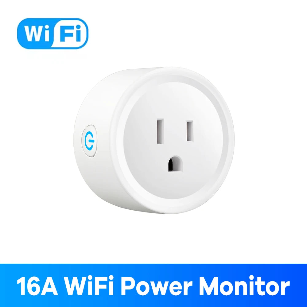 Tuya Wifi Smart Plug 10A 16A US Standard with Monitoring Remote Control Timer Countdown Group Control Works with Alexa Google