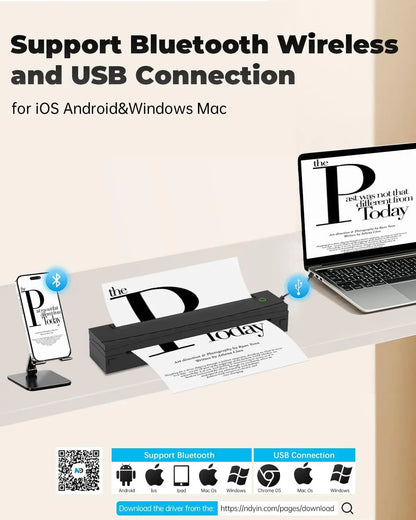 Portable Wireless Thermal Printer, Inkless US Letter Printer for Travel, Truck, RV, Mobile Office, Home Office, Bluetooth Phone Printing