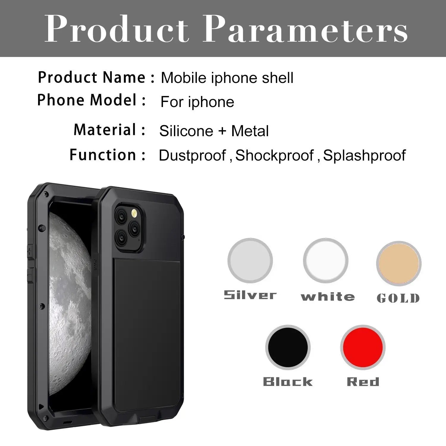 Military Grade Metal Armor Case for Iphone 17 Air/17/16/15/14/13/12/11 Pro Max, Heavy Duty Full Body Shockproof Cover with Built-In Screen Protector, Rugged Protective Phone Case