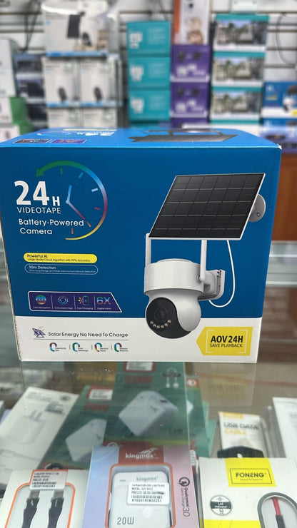 Cámara de Seguridad Solar 24H — Battery-Powered WiFi PTZ 6X Zoom | IA 99% Precisión, Grabación Continua AOV 24H