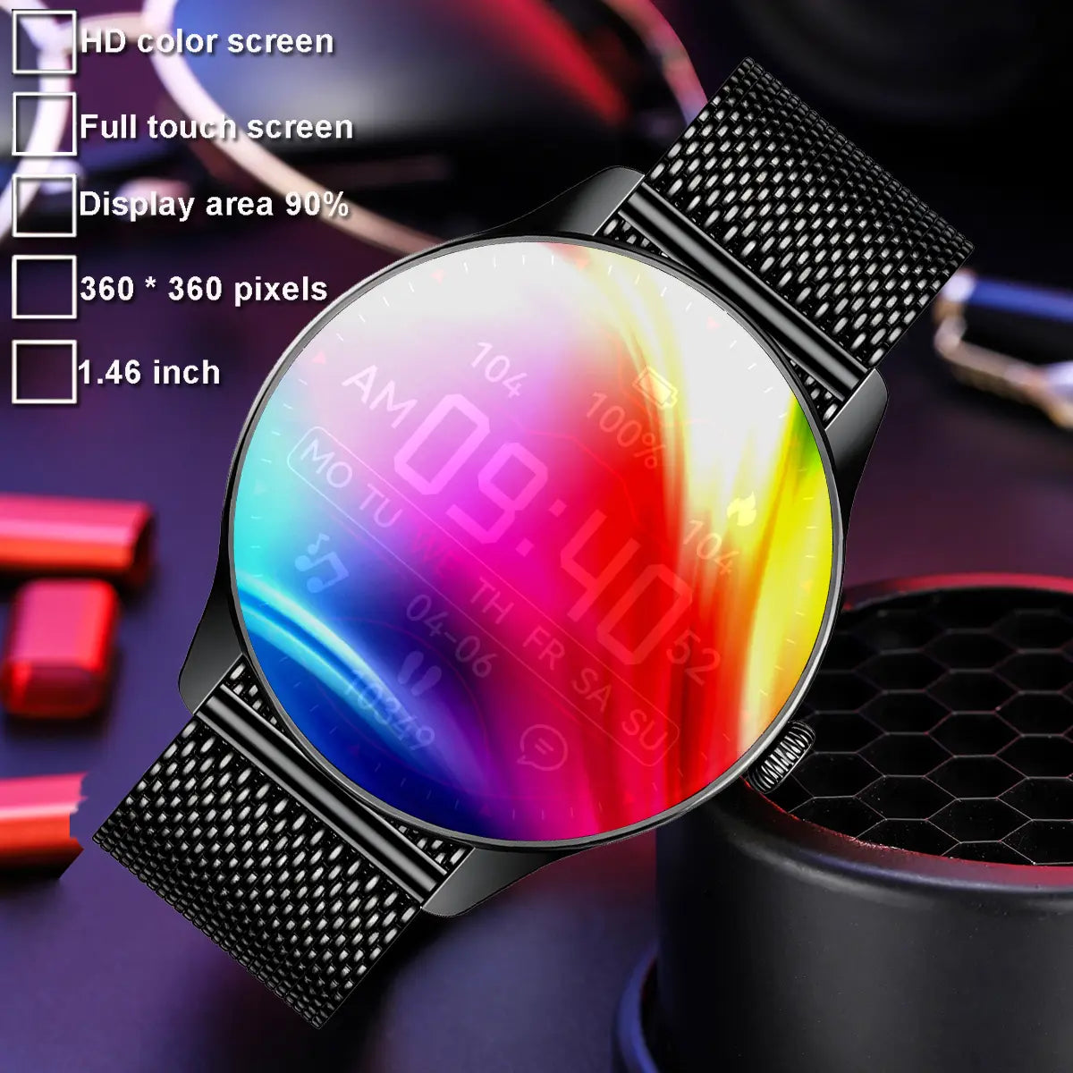 New Female Smartwatch, 1.53-Inch Full-Touchscreen Fitness Tracker, Capable of Answering Calls, Heart Rate and Blood Oxygen Monitor, IP68 Waterproof, Sleep and Activity Tracking Smartwatch, Compatible with Iphone and Android Phones, Fan