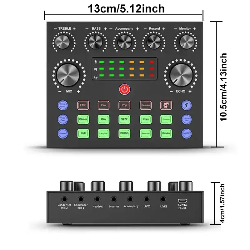 V8S Audio Mixer with Voice Changer,Podcast Mixer,Sound Card for Phone Gaming Karaoke Studio Live Streaming Podcast, Live Sound Cards