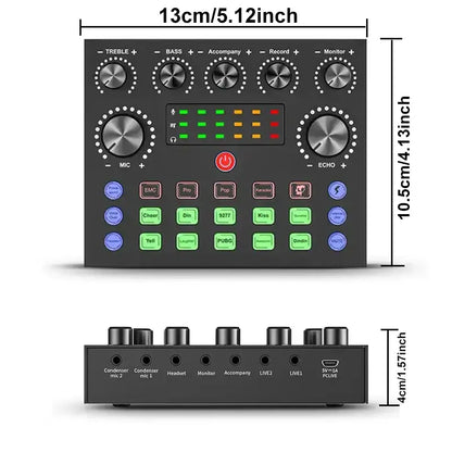 V8S Audio Mixer with Voice Changer,Podcast Mixer,Sound Card for Phone Gaming Karaoke Studio Live Streaming Podcast, Live Sound Cards