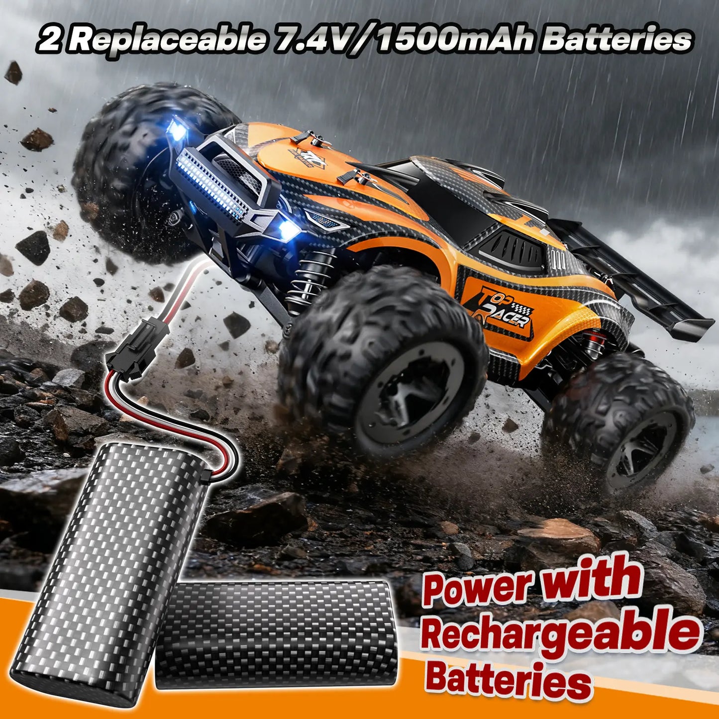 High Speed Remote Control Car 1:18 Carbon Brush RC Shark Design with USB Cable & Battery 2S/3S Motor 20 Mph/27 Mph All-Terrain Stunts Kids Gift