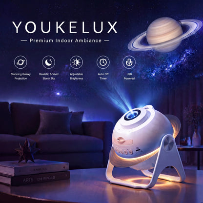 YOUKELUX P1 Premium Star Projector with Bluetooth Speaker, White Noise, Cozy Lighting & Decorative Lighting for Bedroom Ambience