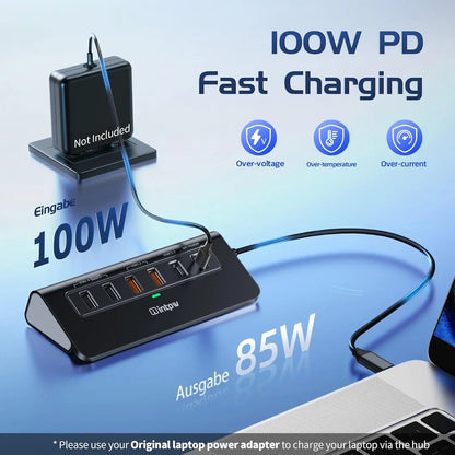 Intpw P9R PRO 10-In-1 USB C Docking Station 10Gbps 4K@60Hz HDMI Ethernet 100W PD SD TF for Laptop Iphone 17 Mac