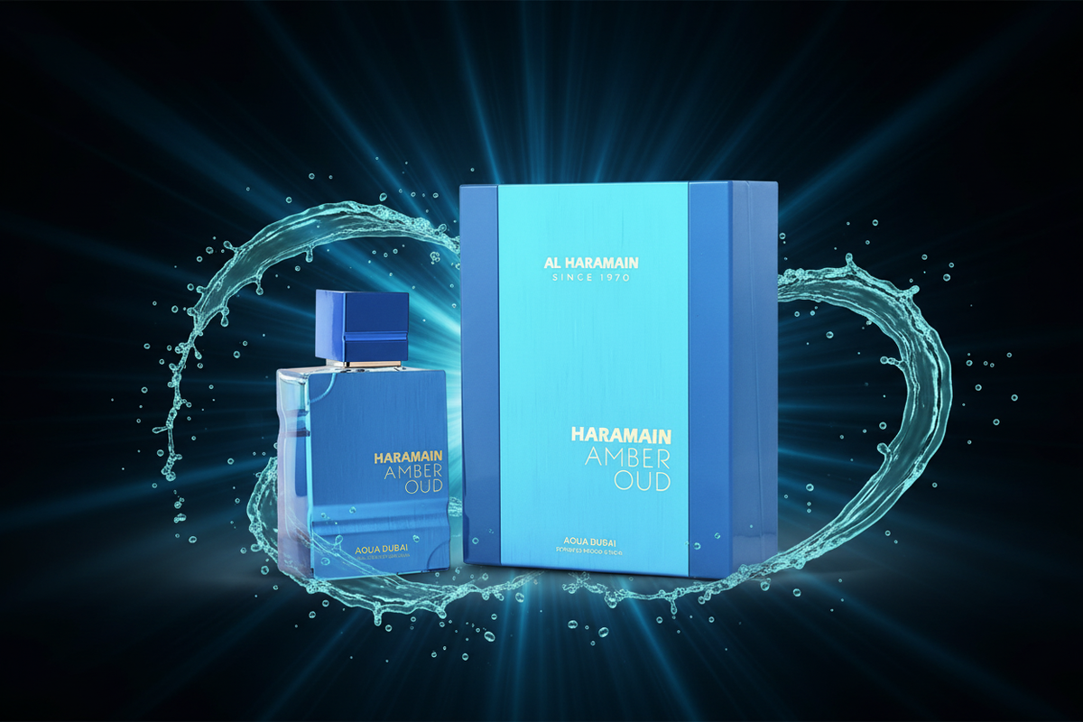 Al Haramain Amber Oud Aqua Dubai Banner