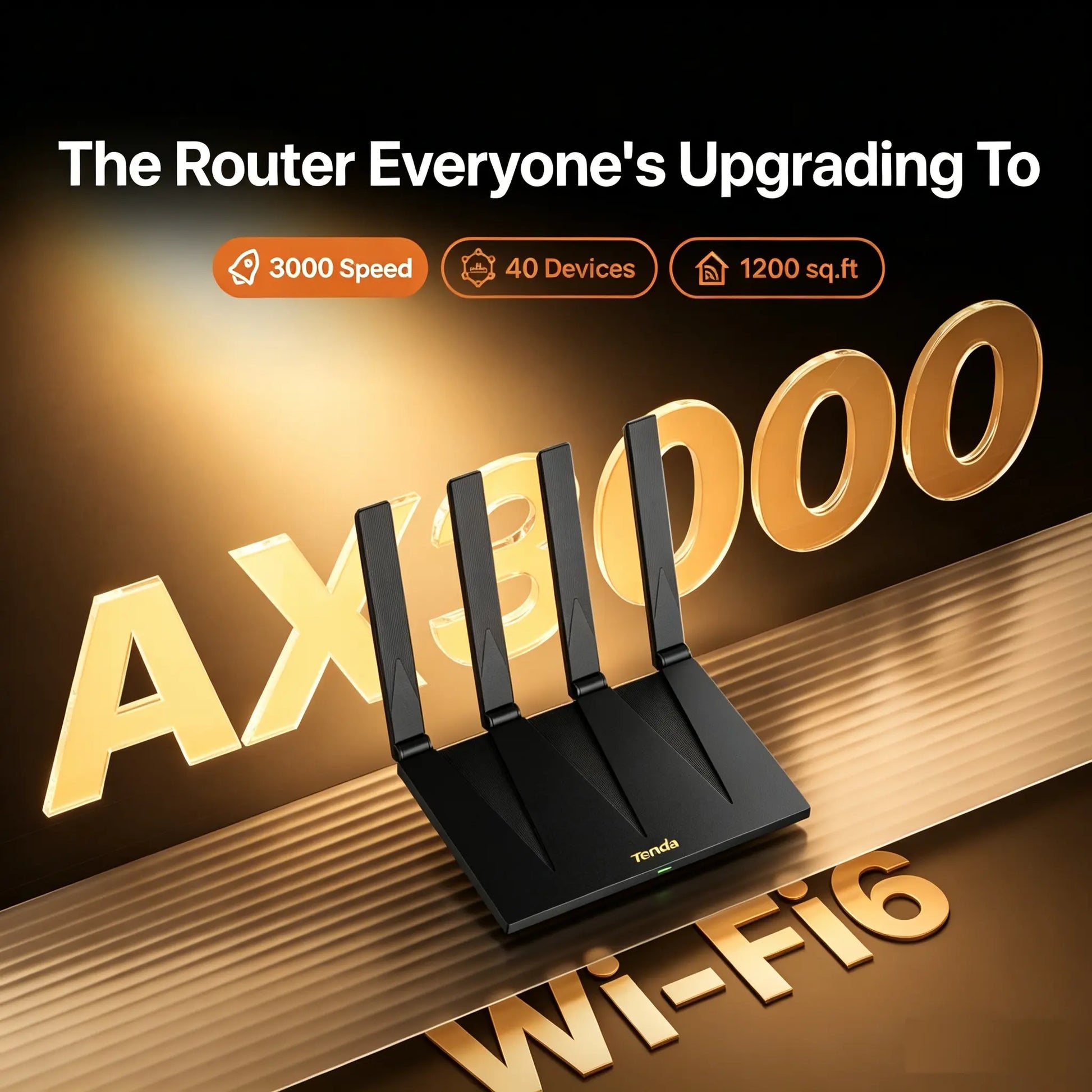 Tenda AX3000 Wifi 6 Router, Dual-Band Gigabit Wireless Router Internet for Home, VPN & Iot Network, Easymesh Compatible, OFDMA, MU-MIMO, NFC Tap-To-Connect (RX12 Pro), Reliable Internet Fast Gaming Router