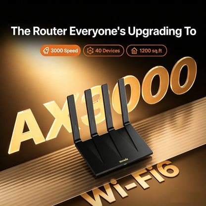 Tenda AX3000 Wifi 6 Router, Dual-Band Gigabit Wireless Router Internet for Home, VPN & Iot Network, Easymesh Compatible, OFDMA, MU-MIMO, NFC Tap-To-Connect (RX12 Pro), Reliable Internet Fast Gaming Router