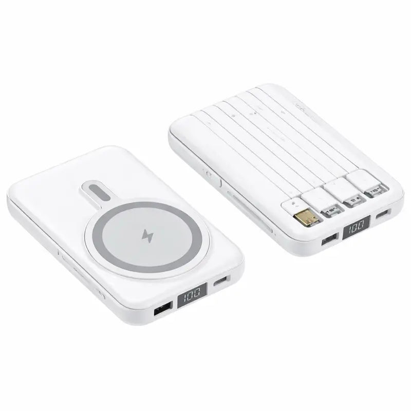 Movolt 10000Mah Wireless Fast Charging PD22.5W 4 Cables Digital Display Holder Mini Power Bank with Stand Display Foldable