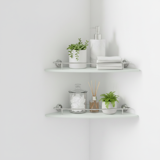 Bathroom Glass Corner Shelf Minimal