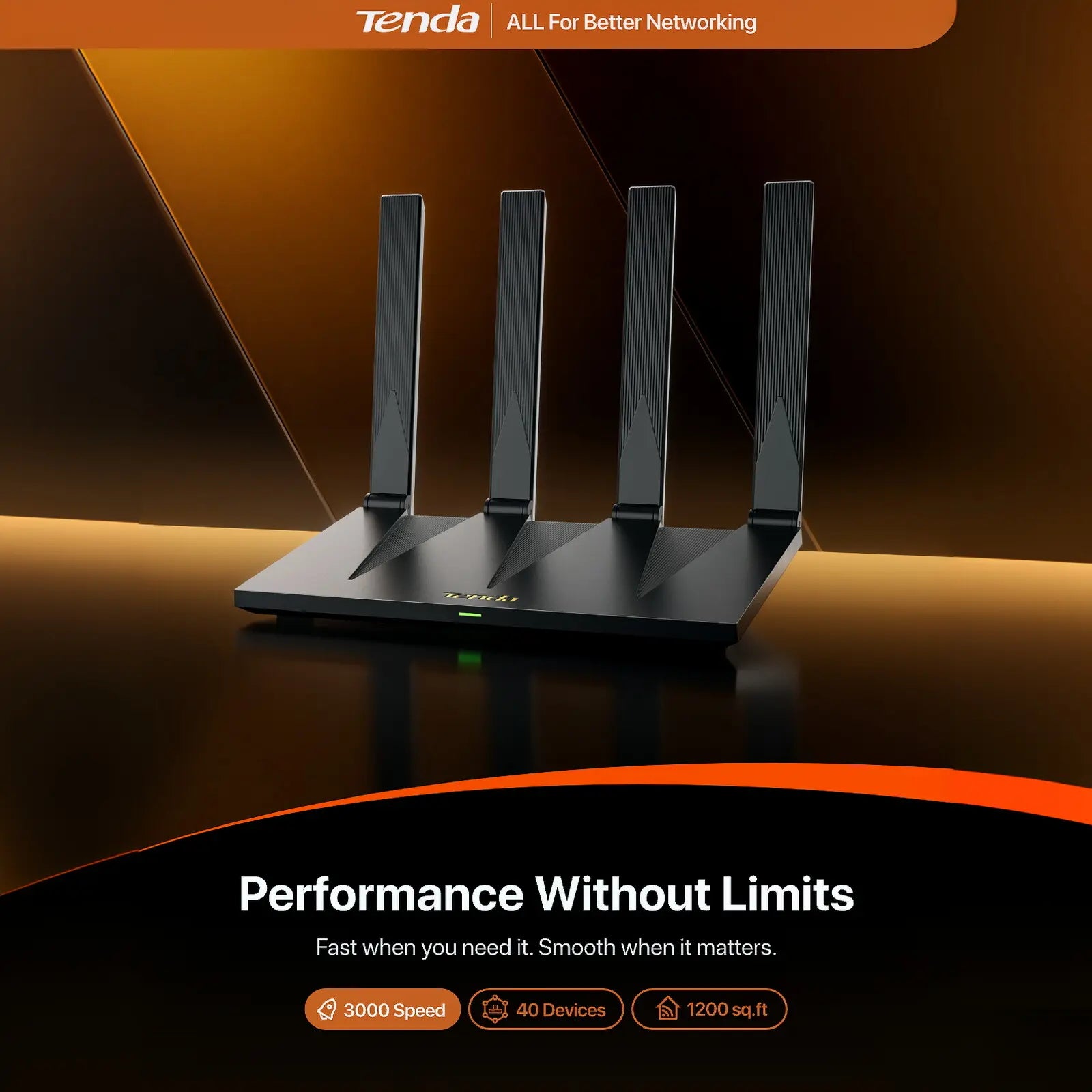 Tenda AX3000 Wifi 6 Router, Dual-Band Gigabit Wireless Router Internet for Home, VPN & Iot Network, Easymesh Compatible, OFDMA, MU-MIMO, NFC Tap-To-Connect (RX12 Pro), Reliable Internet Fast Gaming Router