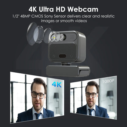 4K EPTZ Webcam with Zoom Remote, Privacy Cover, Tripod, Dual Microphones for Streaming & Conference