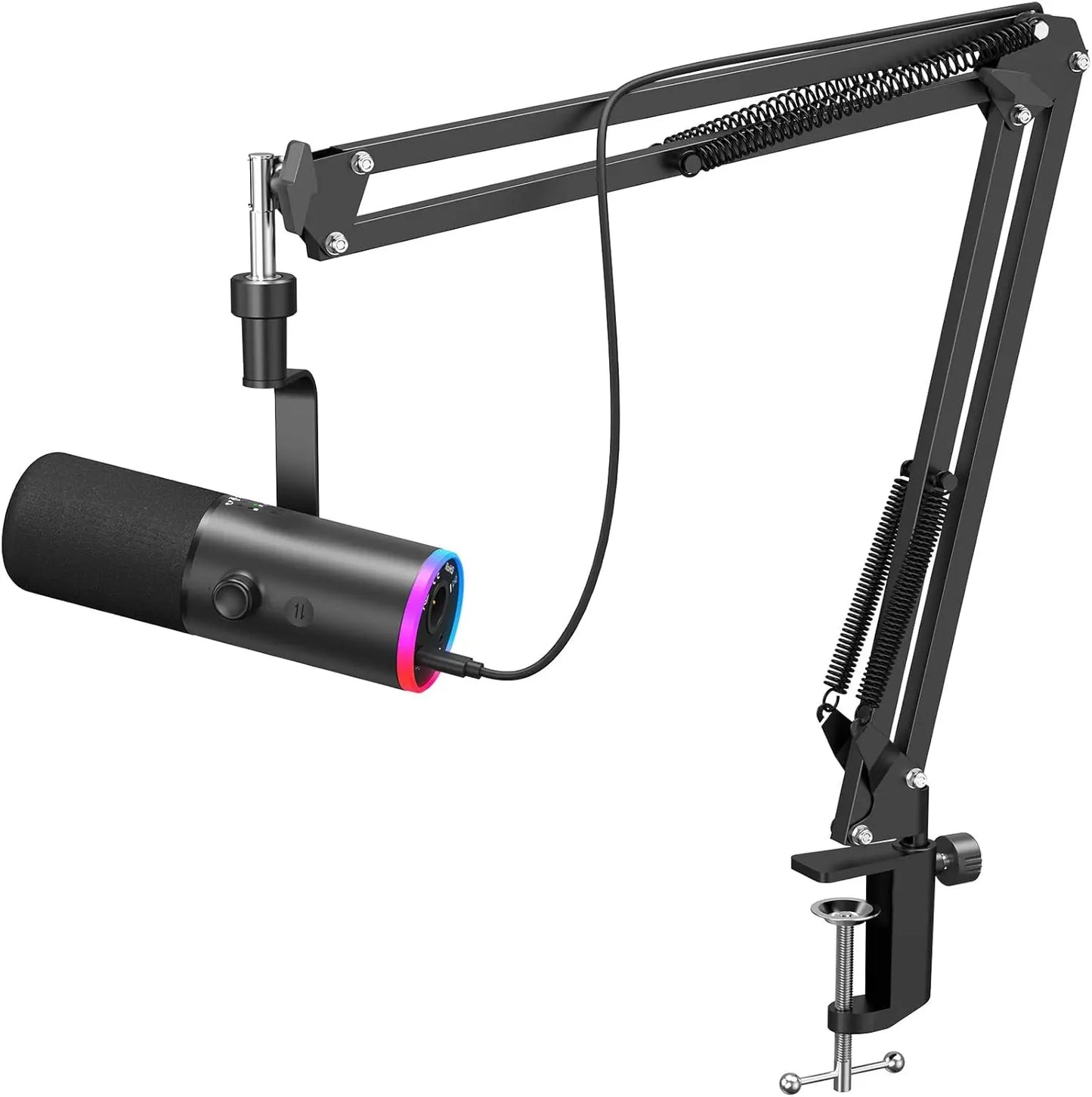 TONOR Dynamic Gaming Microphone, XLR/USB Mic Streaming, AI Noise Cancellation, Controlable RGB, Tap Mute, 3.5Mm Headphone Jack, Volume Control, Microfono with Desktop Stand, Black, TD510 AIR S