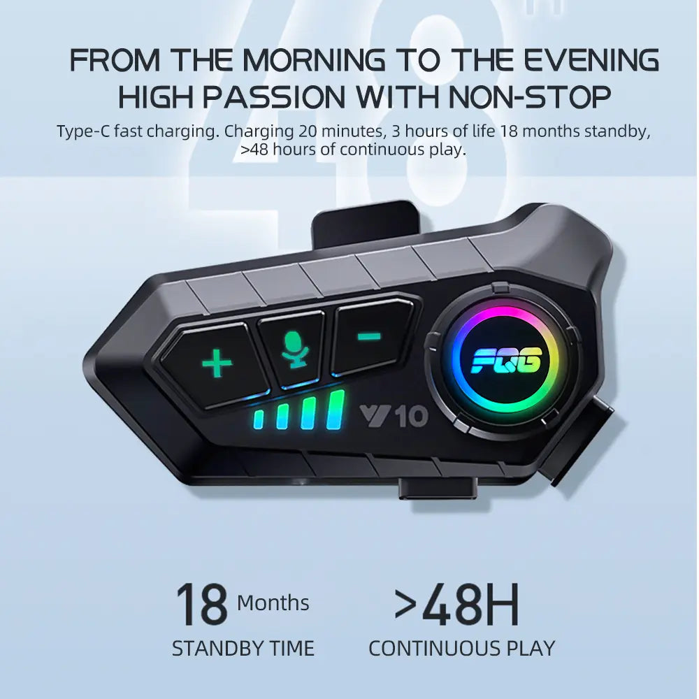 New Y10 Motorcycle Helmet Headphone, Motorcycle Accessory, Bluetooth-Compatible Voice Control, Waterproof, Rechargeable Battery, Long Lasting, Suitable for All Helmets