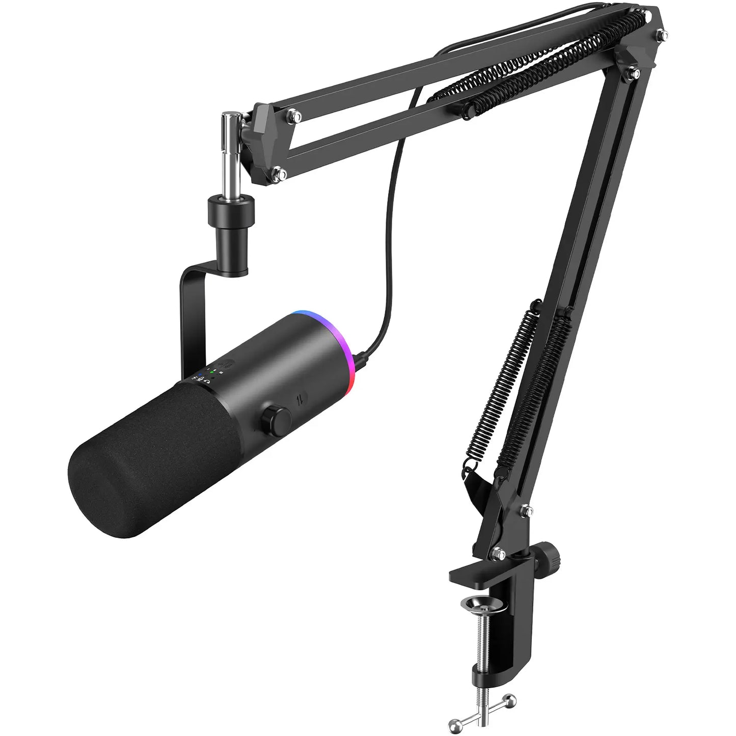 TONOR Dynamic Gaming Microphone, XLR/USB Mic Streaming, AI Noise Cancellation, Controlable RGB, Tap Mute, 3.5Mm Headphone Jack, Volume Control, Microfono with Desktop Stand, Black, TD510 AIR S