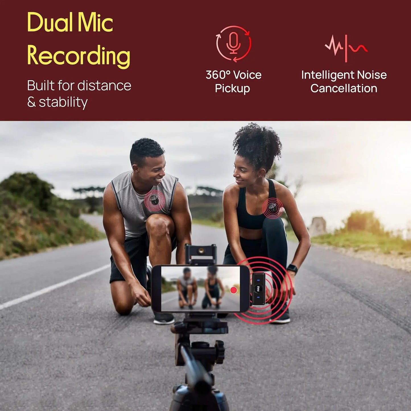 Pyle Wireless Lavalier Microphone System - USB Type-C Mobile Plug-And-Play Clip-On Mic with Noise-Canceling, Magnetic Mount, Charging Case, Windscreen for Outdoor Vlogging, Interviews