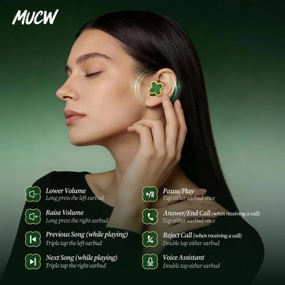 MUCW Four-Leaf Clover Wireless In-Ear Earbuds Bluetooth 6.0 Noise Reduction for Calls Long Battery Life Compatible with Android and Ios Ideal Gift for Girls Designed Specifically for Women