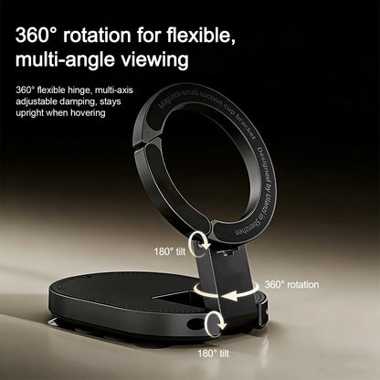 Tripod for Iphone & Magnetic Phone Mount, 360° Foldable Suction Cup Stand Holder for Content Creators Flexible Stand for Iphone 17/16/15/14/13/12 & All Phones, 180°Adjustable Phone Side Mount for Monitors for Tesla (Black)