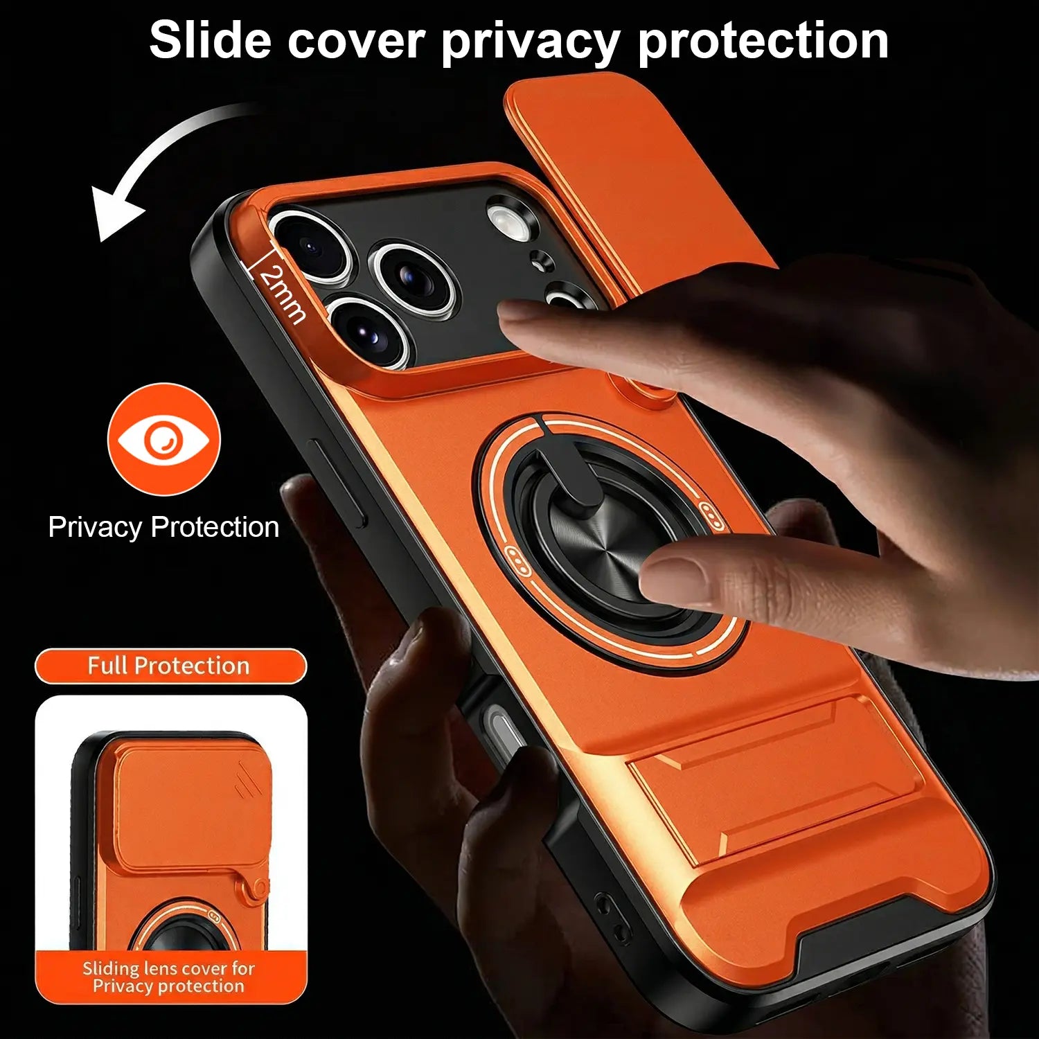 OREKROY Magnetic Case for Iphone 17 Pro Max 16/15/14/13/12 Pro Max ,Slide Camera Cover, 360° Rotating Ring Stand, Magsafe Compatible,Military-Grade Shockproof Protective Cover, Heavy Duty Rugged Armor Drop Protection Kickstand Case for Hands-Free Viewing