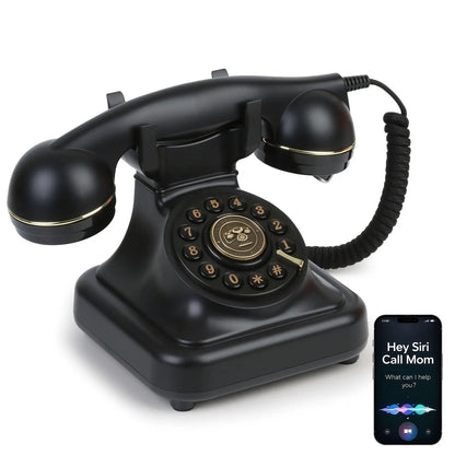 SANGYN Bluetooth Retro Landline Phone with Voice Assistant, Compatible with Android & Ios, Wireless Physical Home Telephone with Speakerphone & Volume Control, Black