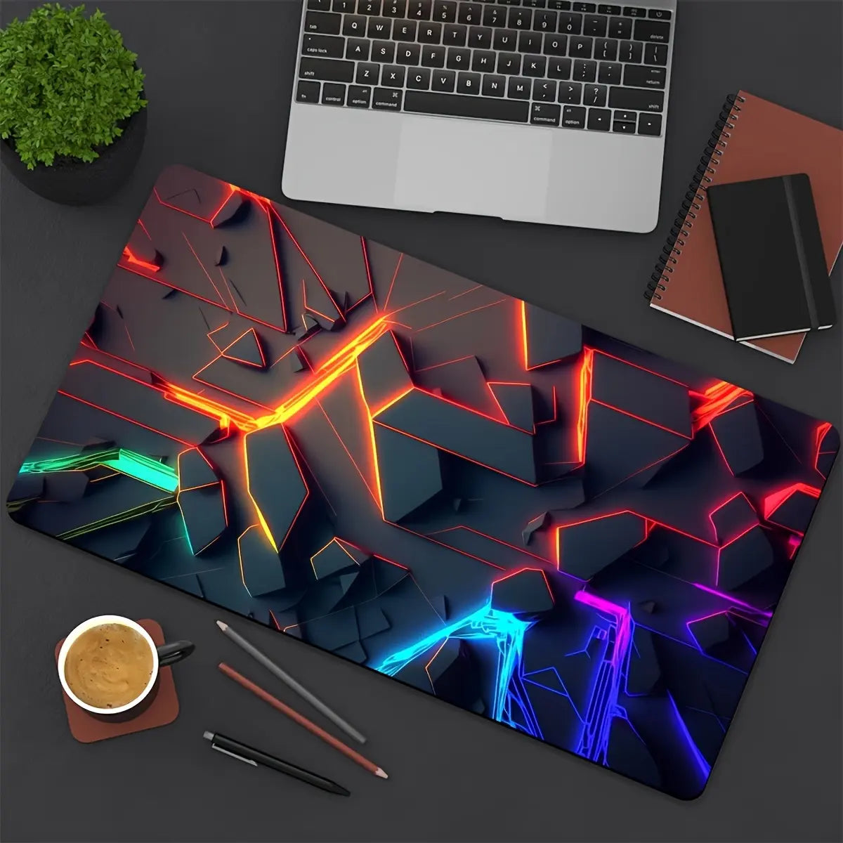 Ergonomic Premium Multipurpose Mouse Pad - 60X35Cm Multi-Size Desktop Accessory with 3D Lines, Durable Lighting, Precision-Stitched Edges, Non-Slip Backing (XL, XXL) for Gaming, Office Laptops, Gaming Items, Ergonomic Mouse Pad