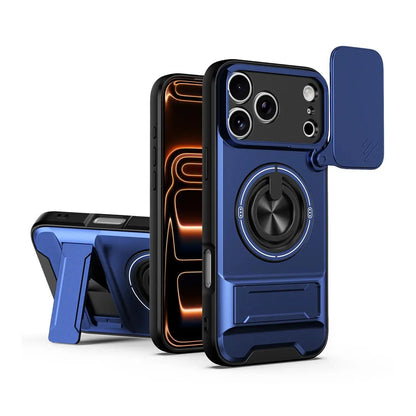 OREKROY Magnetic Case for Iphone 17 Pro Max 16/15/14/13/12 Pro Max ,Slide Camera Cover, 360° Rotating Ring Stand, Magsafe Compatible,Military-Grade Shockproof Protective Cover, Heavy Duty Rugged Armor Drop Protection Kickstand Case for Hands-Free Viewing