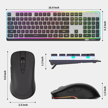 MAGEGEE TS97 Wireless Keyboard & Mouse Combo, RGB Backlit, ABS Shine-Though Keycaps, Silent Typing, Fully Compatible with Win/Macos System for Gaming / Office.