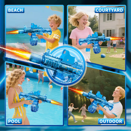 #Summervibes Ultimate Battle Electric Water Gun, Automatic Powerful Water Blaster with LED Glowing Muzzle, 320Cc Large Capacity, 32FT Long Range, Summer Outdoor Shooting Toy for Kids & Adults Beach Pool Party