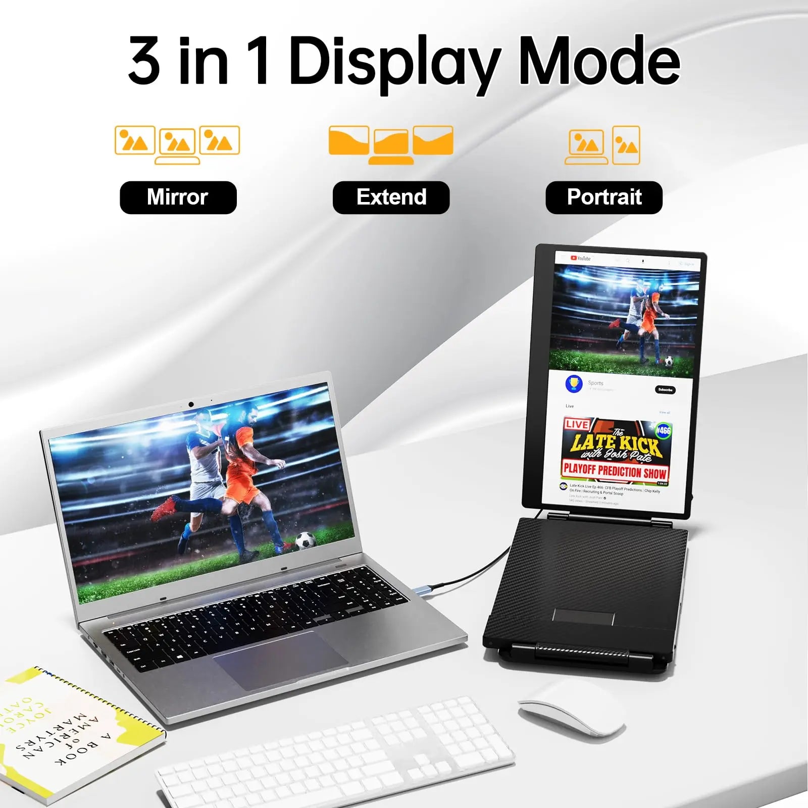 KEFEYA Laptop Screen Extender, 14.2" Portable Triple Monitor for Laptop with Full HD IPS FHD Display, Monitor Extender Compatible with Mac, Windows, Chrome, Fits 13-17 Inch Laptops Summerwins Computer Accessory,Summerwins