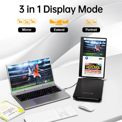 KEFEYA Laptop Screen Extender, 14.2" Portable Triple Monitor for Laptop with Full HD IPS FHD Display, Monitor Extender Compatible with Mac, Windows, Chrome, Fits 13-17 Inch Laptops Summerwins Computer Accessory,Summerwins