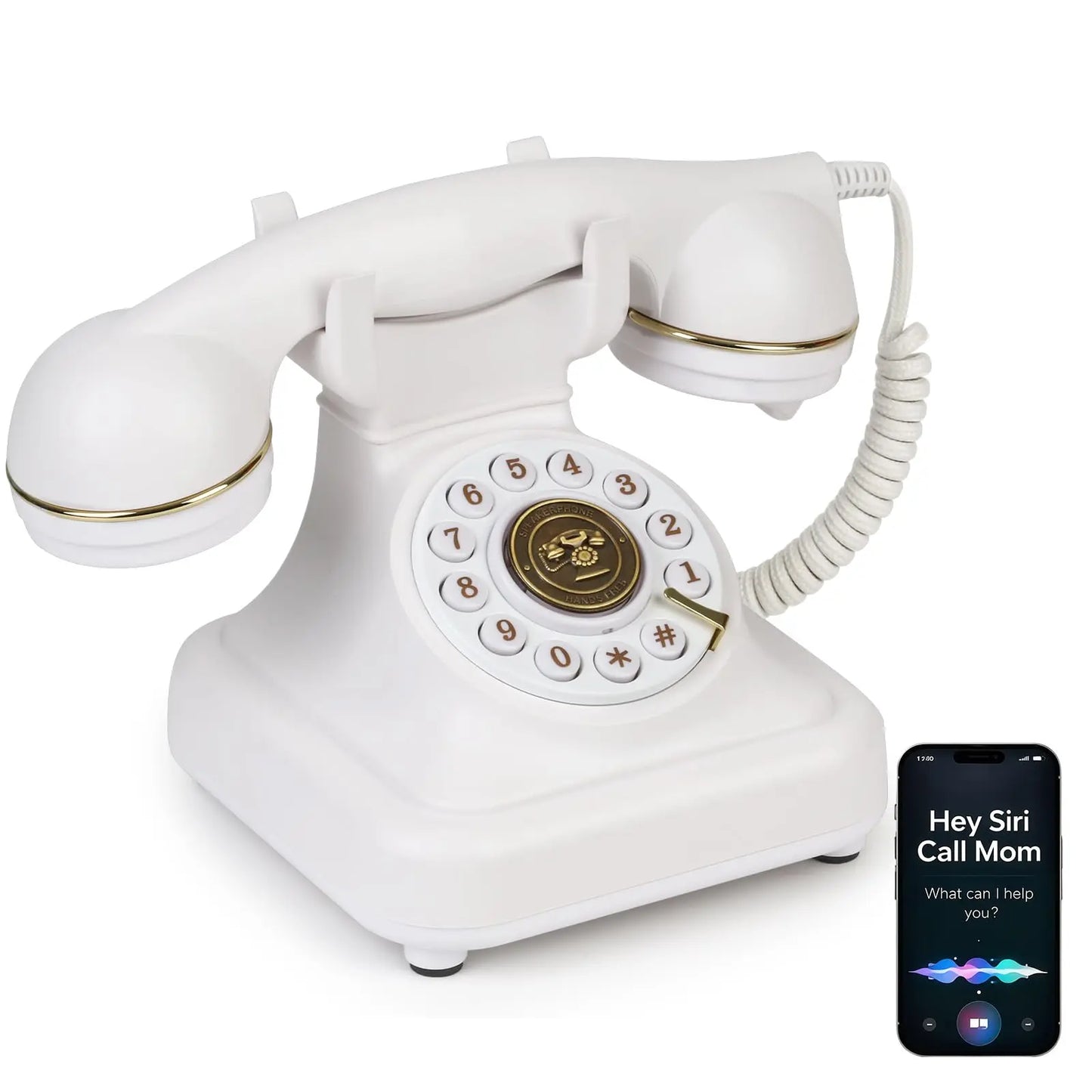 SANGYN Bluetooth Retro Landline Phone with Voice Assistant, Compatible with Android & Ios, Wireless Physical Home Telephone with Speakerphone & Volume Control, Black