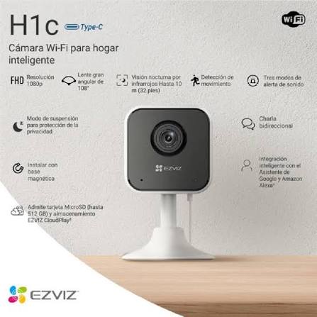 EZVIZ H1c — Cámara de Seguridad WiFi 1080P | Alexa, Google Home, Detección Humana y Audio Bidireccional
